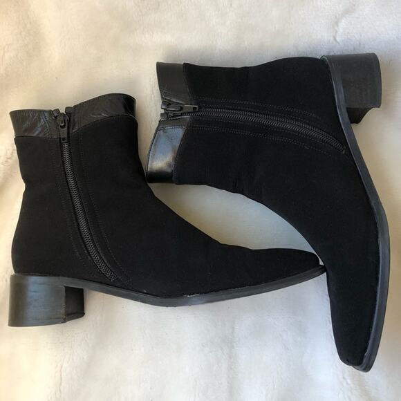 Stuart Weitzman black gortex ankle bootie chunky heel sz 6.5 - Picture 3 of 9
